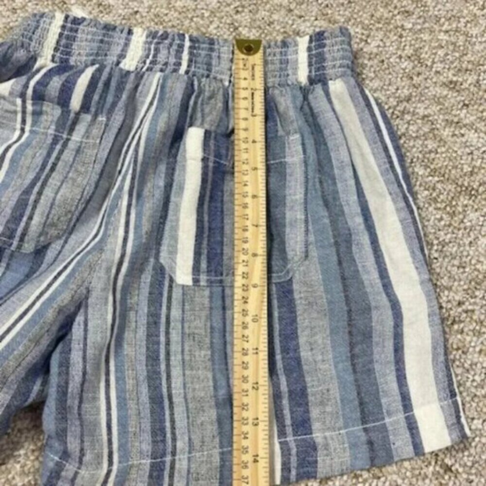 Briggs Women's Linen Blend Pull-On Shorts with Pockets Size Small Blue Stripe - Picture 3 of 8